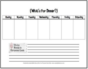 Free Menu Planner Printable