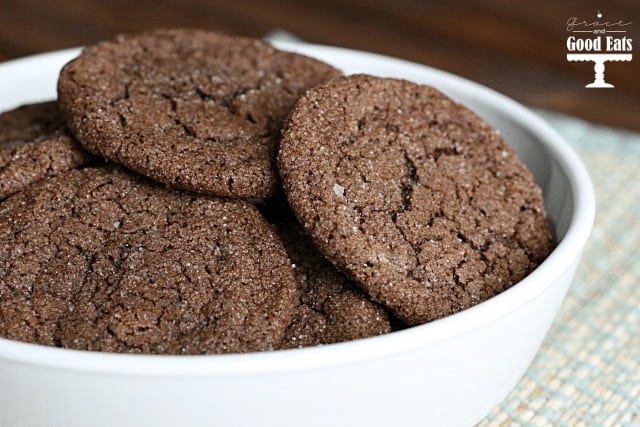 chocolate cookies in large white bowl