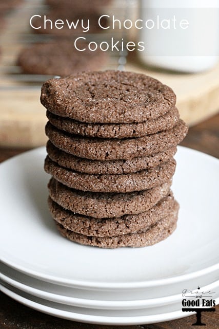 stack of chocolate cookies on white plates