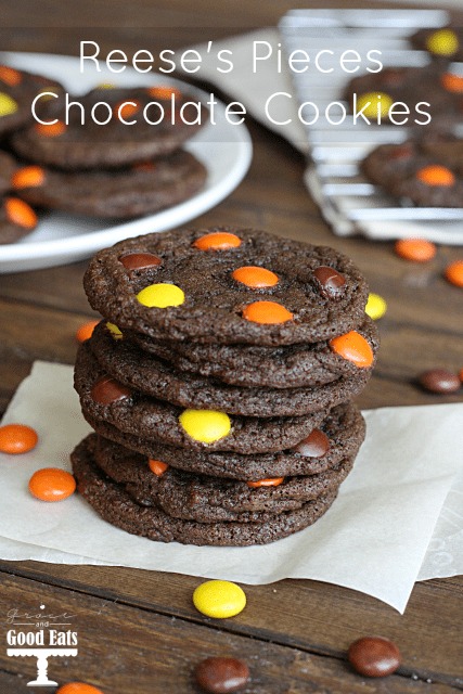 stack of reese's pieces cookies