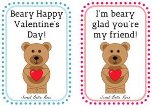 Beary Happy Valentine's Day Free Printable- Sweet Bella Roos #printable #bear #pink #blue #valentine