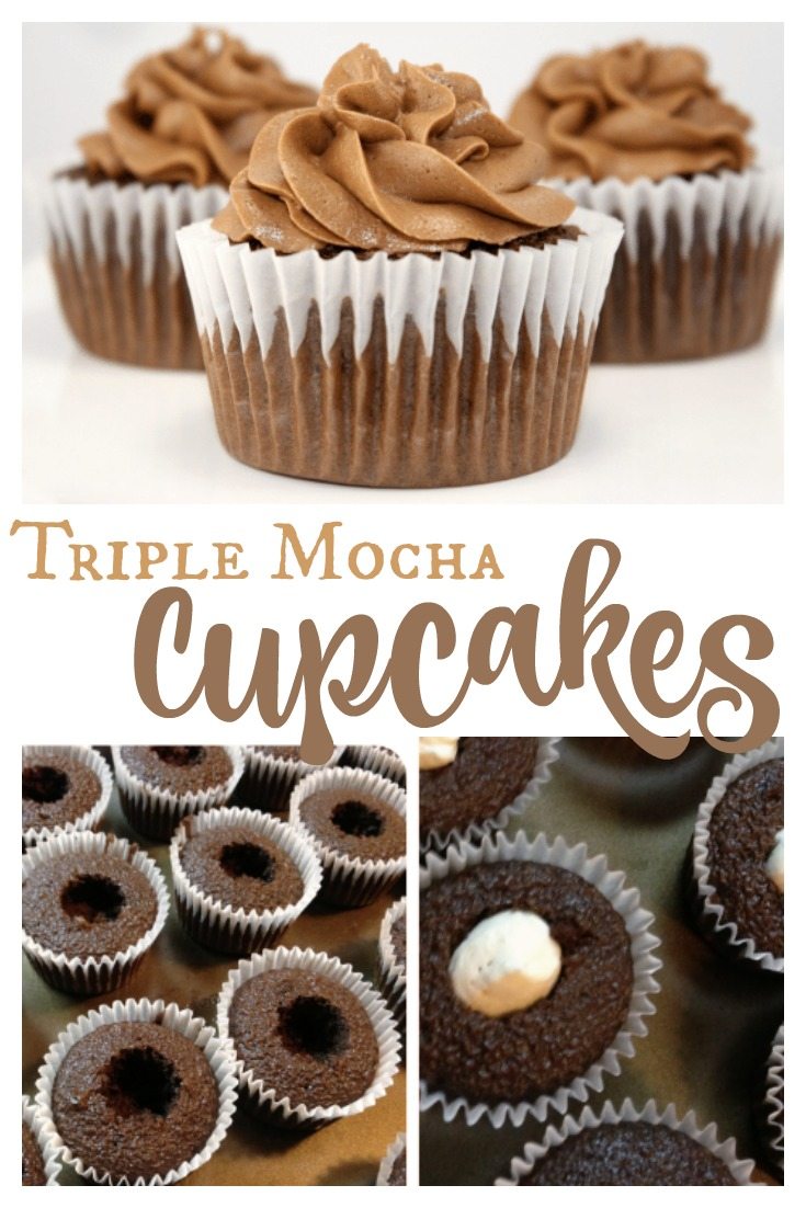 These Mocha Cupcakes have a mocha cream cheese filling and sweet mocha buttercream frosting. Delicious mocha cupcakes to satisfy any chocolate lover!