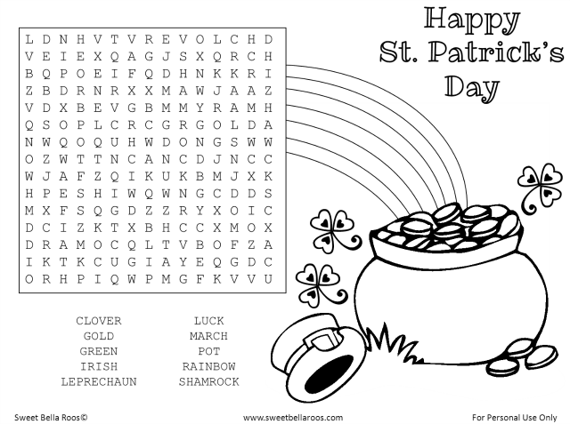 free st patrick s day word search printable sweet bella roos