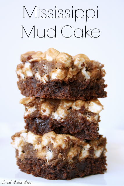 three slices of mississippi mud cake stacked on top of each other
