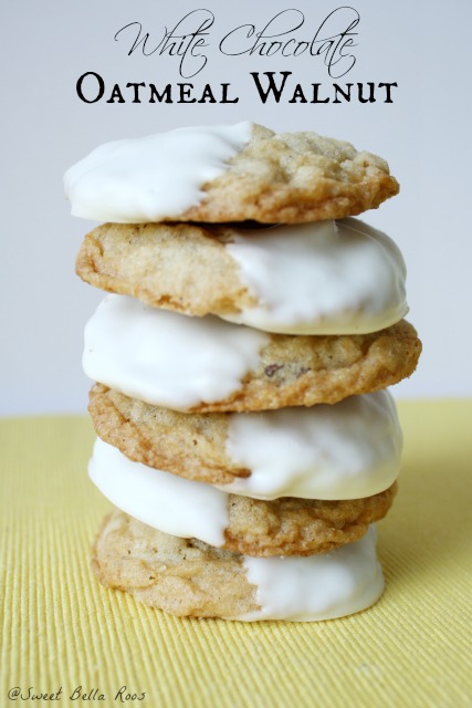 stack of six oatmeal walnut cookies