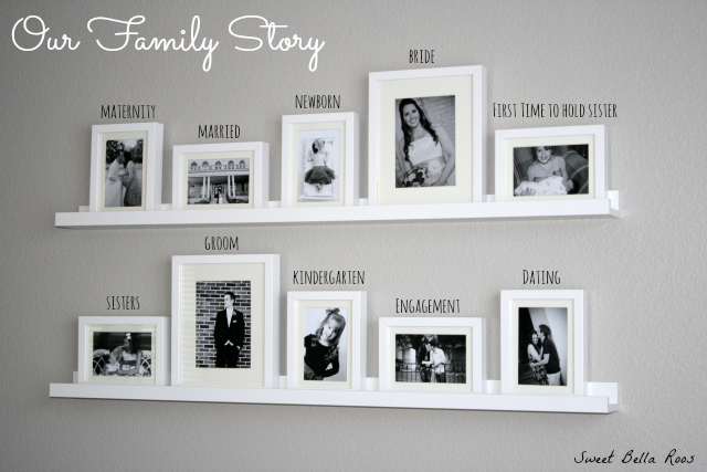 DIY Gallery Wall: How to create a photo gallery wall using frames and shelves