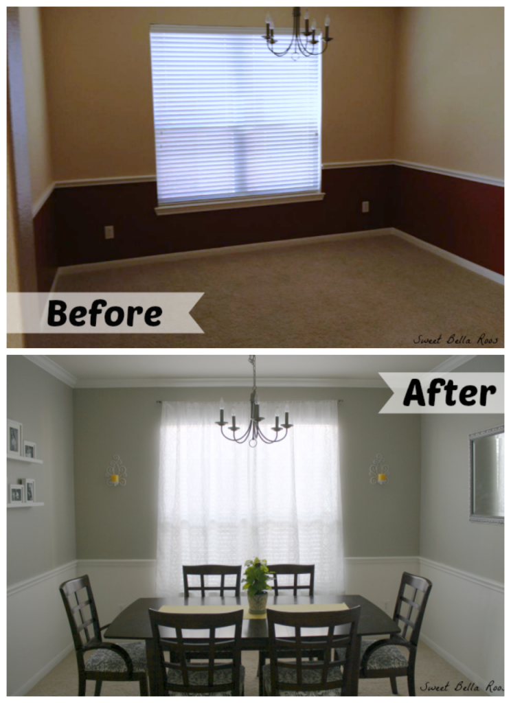 Dining room before and after- amazing what a little paint can do!