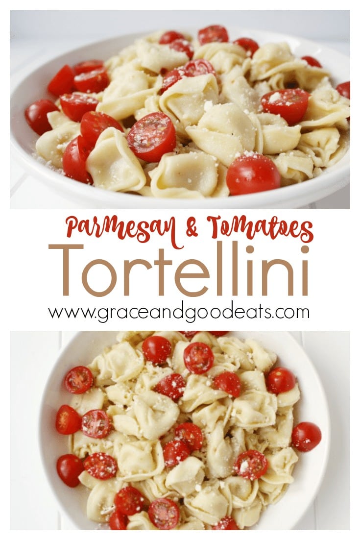 This Parmesan Tortellini and Tomatoes recipe is a deliciously filling pasta dish without the traditional heavy sauce. One of my favorite weeknight meals because it takes less than ten minutes to prepare and cook.