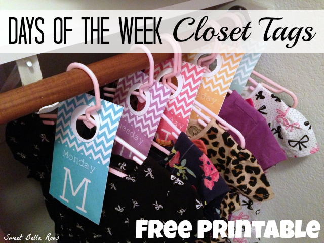 Days of the Week Closet Tags- Free Printable to help ease your morning routine! #printable