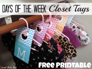 Days of the Week Closet Tags- Free Printable