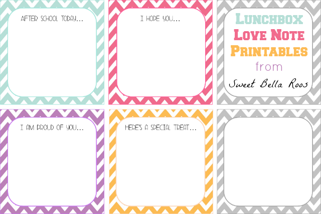 Lunch Box Love Note Printables from Sweet Bella Roos #printable