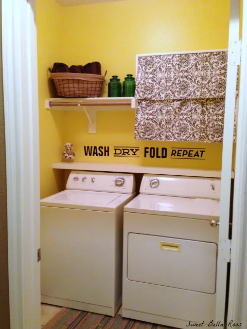 Laundry room before and after- easy ways to brighten and organize a small space #diy #decor