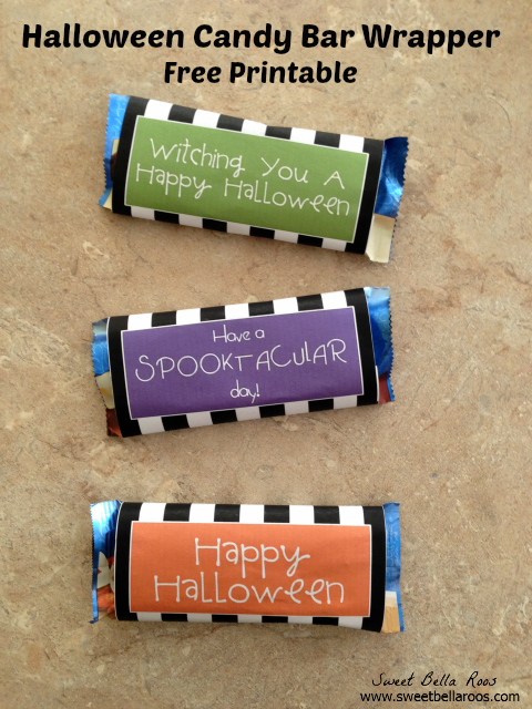 Halloween candy bar wrapper free printable- great teacher or neighbor gift!