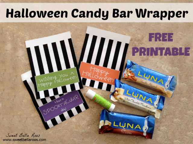 Halloween candy bar wrapper free printable- great teacher or neighbor gift!