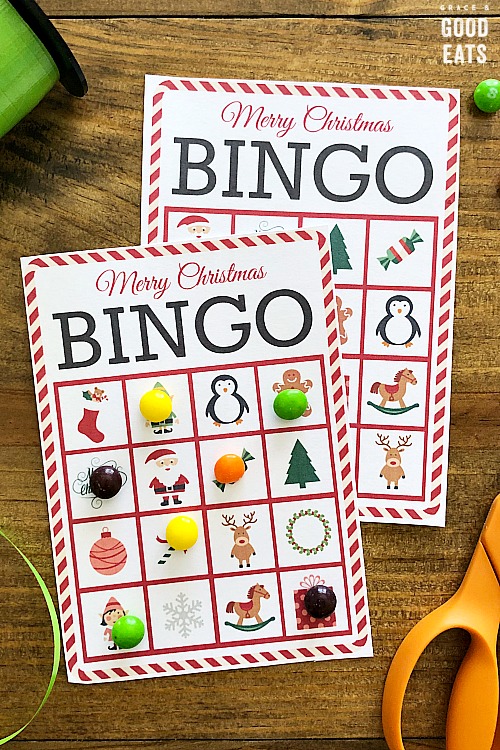 Christmas bingo printable with candy markers