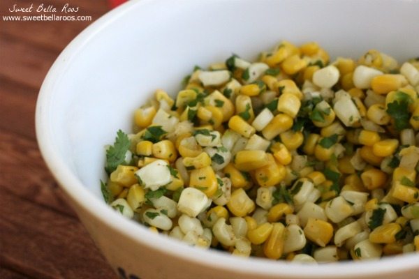 copycat chipotle corn salsa in a white bowl