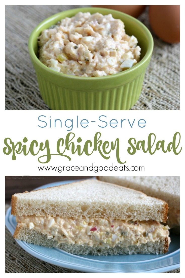 This Spicy Chicken Salad recipe is perfect when you just want to make a single serving or sandwich instead of a big batch.