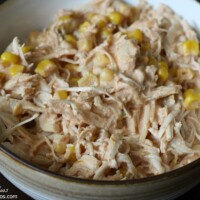 bowl with shredded chicken