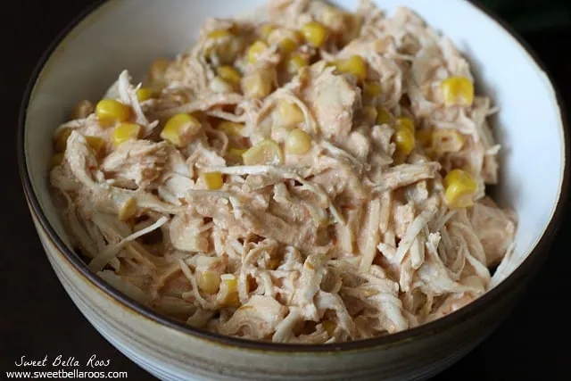 bowl with shredded chicken