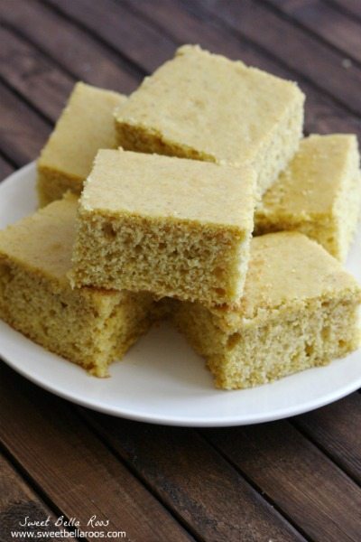 stack of southern buttermilk cornbread on a white plate 