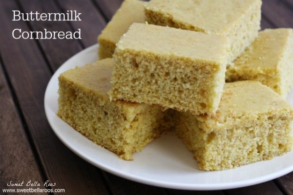 stack of southern buttermilk cornbread on a white plate 