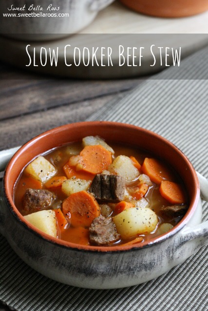 portion of slow cooker beef stew in a ramekin 