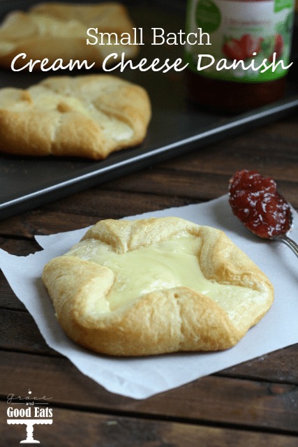 cream cheese danish on a piece of parchment paper 