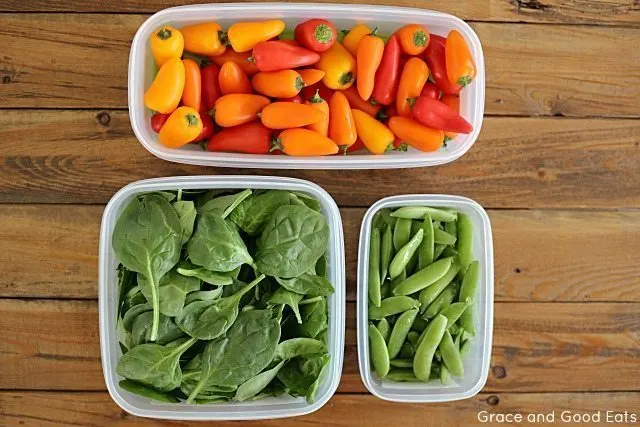 vegetables in containers