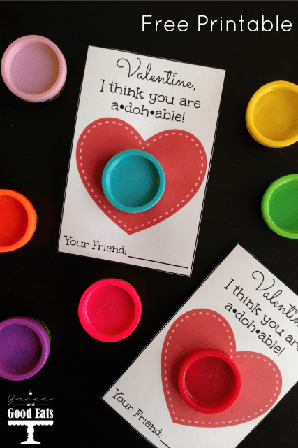This Play-Doh Valentine Free Printable is a perfect non-candy treat option for Valentine's Day to gift with small 1oz packages of Play-Doh.