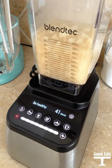 blendtec full of creamy potato soup