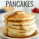 Easy Pancakes | Simple ingredients and a few minutes time is all you need to make this delicious pancake recipe. Load these perfect pancakes up with fresh fruit or drown them in your favorite maple syrup. #pancakes #homemadepancakes #fluffypancakes #pancakerecipe #graceandgoodeats