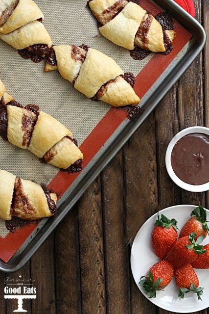 Indulge in these warm, flaky Chocolate Croissants wrapped around delicious chocolate ganache. 