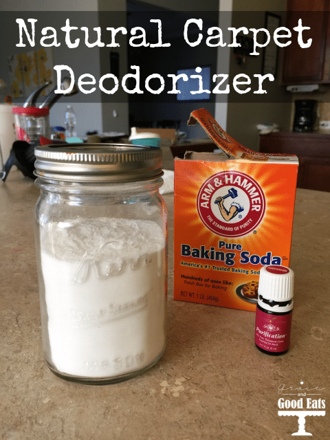 Make your own natural carpet deodorizer using just two ingredients: Young Living essential oils and baking soda.