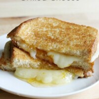 Mild, creamy havarti cheese pairs perfectly with tart apricot for a delicious grilled cheese sandwich