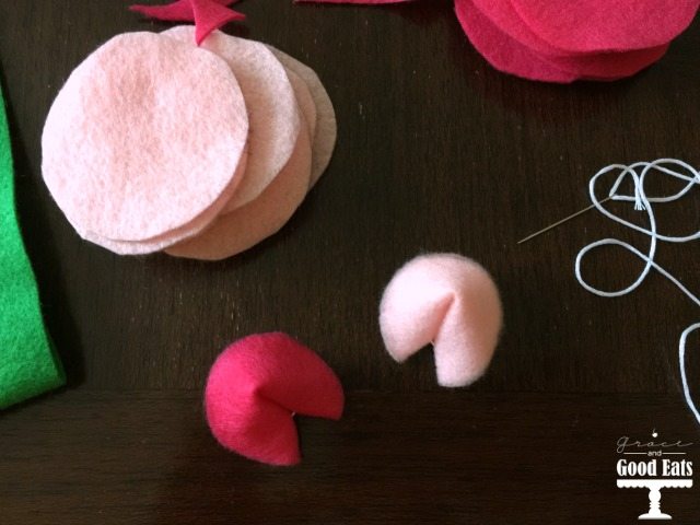 pink felt fortune cookies