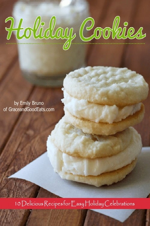 two lemon cookies with filling stacked on top of each other