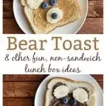 Teddy Bear Toast made with peanut butter or chocolate hazelnut spread and fresh fruit.  You only need four ingredients to create these adorable little bears that are almost too cute to eat.