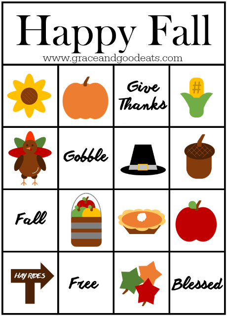 Free Fall Printable Bingo Cards