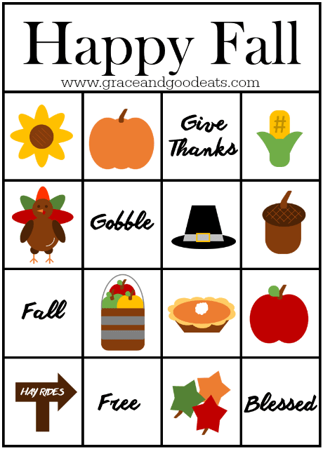 Happy Fall Bingo Cards- FREE PRINTABLE. Perfect to keep the kids busy during all the cooking