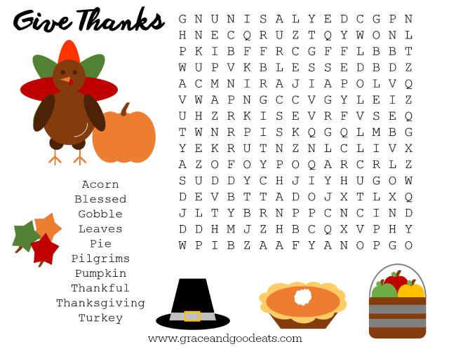 Thanksgiving Word Search- keep the kiddos busy while you cook the turkey! Free printable