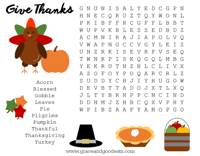 Thanksgiving Word Search- keep the kiddos busy while you cook the turkey! Free printable