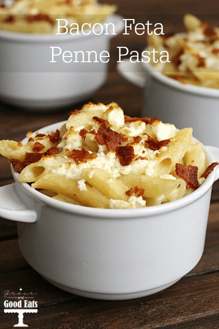 Bacon Feta Penne Pasta - Grace and Good Eats