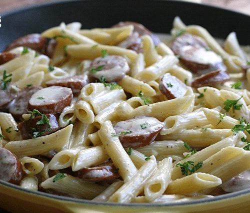 Alfredo store sausage pasta