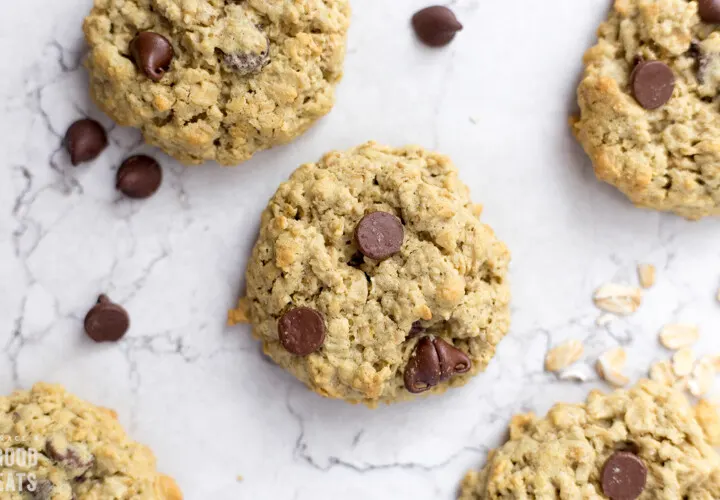 Protein Cookie Recipe | Tired of dry protein cookies that taste artificially sweetened?  These chocolate chip protein cookies taste just like the real thing but with added protein!