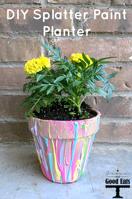 Super easy DIY Splatter Paint Planter- so cute for Mother's Day or teacher gift and great for kids to make!!