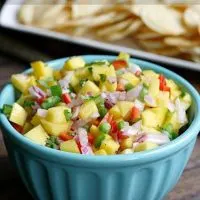 This Mango Salsa is refreshingly light and goes great with chips or crackers. Full of bright colors and bursts of flavor, it's perfect for a summer barbecue.