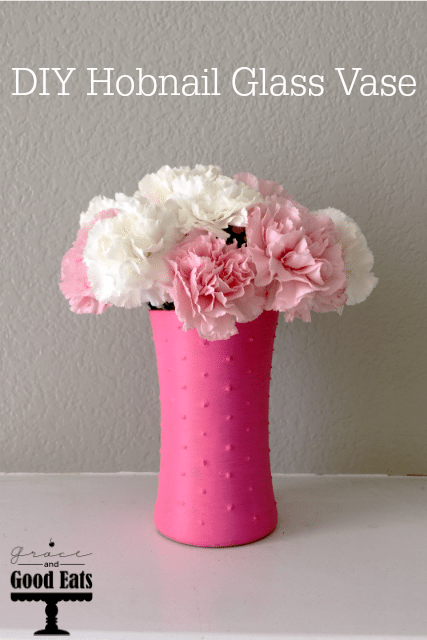 This DIY Hobnail Glass Vase is so easy to make and looks so pretty filled with
