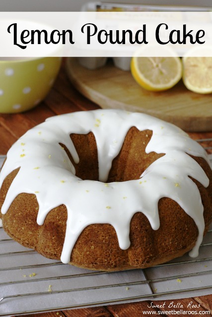 moist lemon pound cake with thick lemon glaze on wire rack