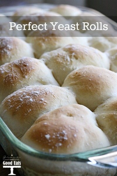 homemade yeast rolls in a glass baking dish. 