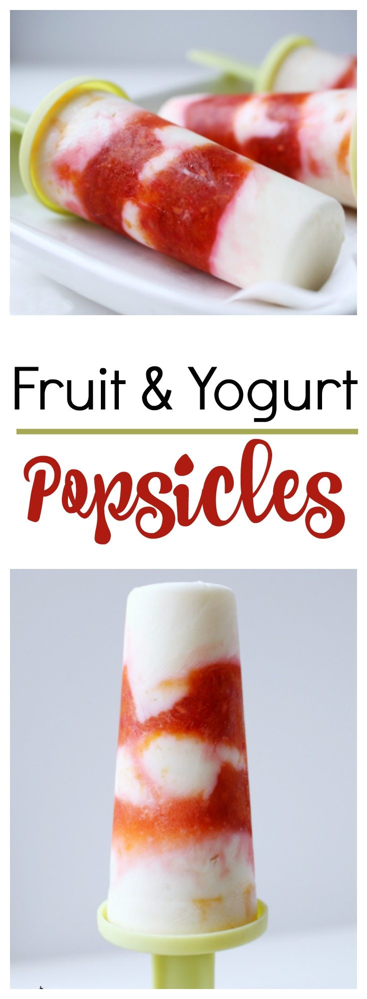 These Fruit and Yogurt Pops are the perfect summertime treat! Mix plain or vanilla yogurt with your favorite fruit to make these easy and refreshing fruit and yogurt popsicles.